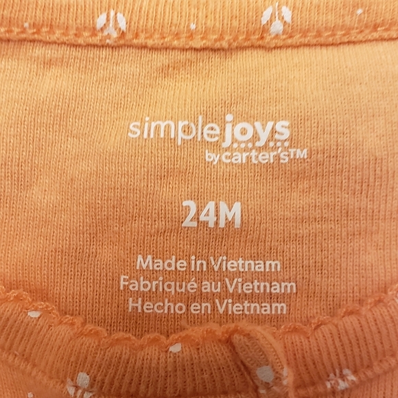 Simple Joys By Carters 3 Piece Romper Set Peach, Gray, and White Size 24 Months - Picture 3 of 15